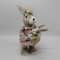 14.5" Brown & Rose Pink Mother Rabbit with Baby Bunny Easter Figure